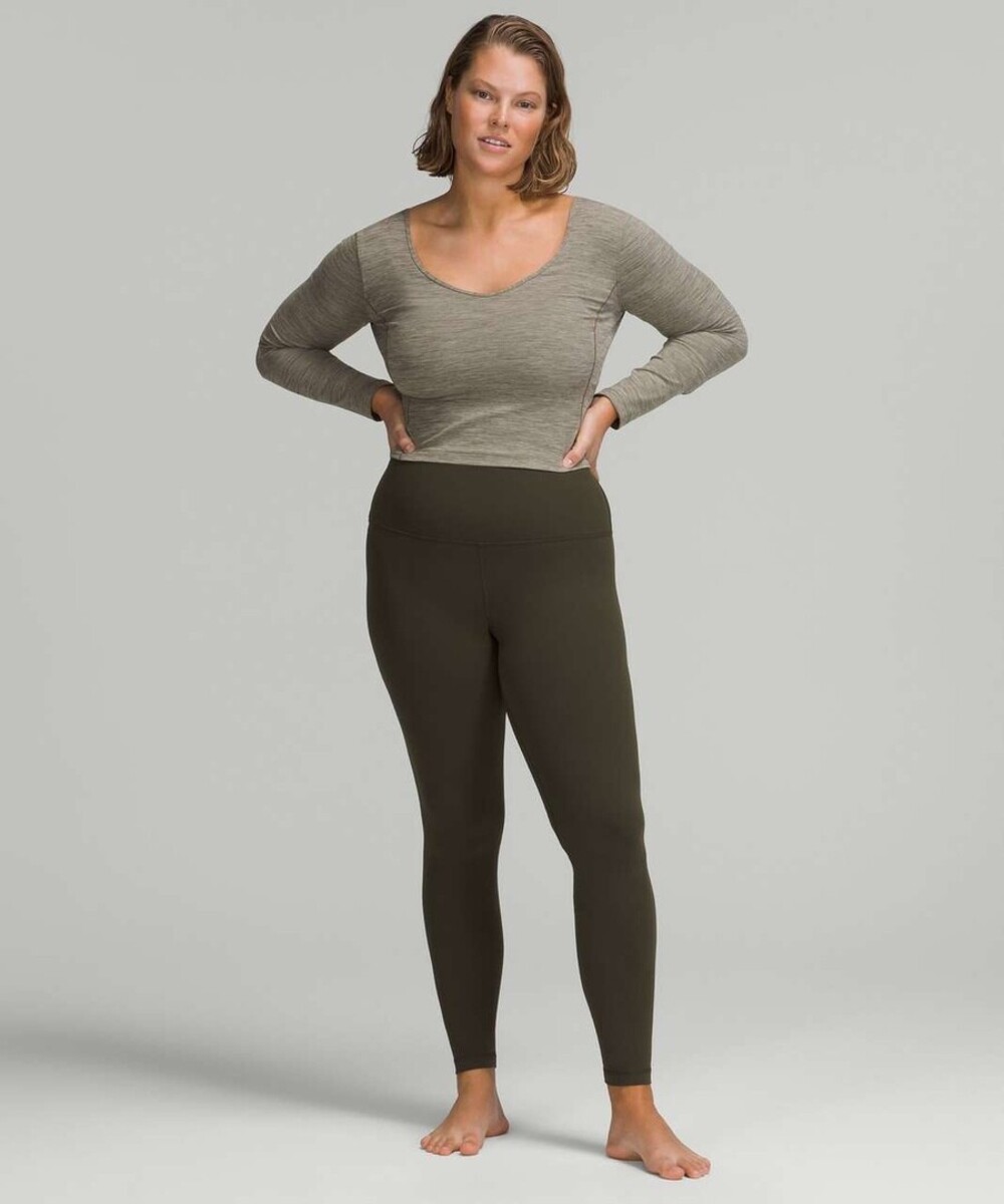 Lululemon Shirt Womens 6 Gray Cropped Align Long Sleeve Slim Fit Heathered NWT